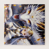 Anime Girl Warrior en Dragon Ai Art Legpuzzel (Horizontaal)