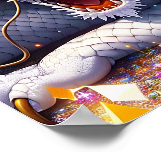 Anime Girl Warrior en Dragon Ai Art Poster (Hoek)