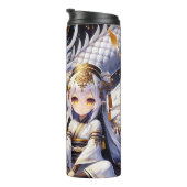 Anime Girl Warrior en Dragon Ai Art Thermosbeker (Geroteerd rechts)