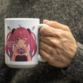 Anime Girl Winking & Finger Heart Koffiemok