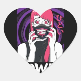 Anime Girl Yandere Horror Face Alien Kawaii Gothic Hart Sticker