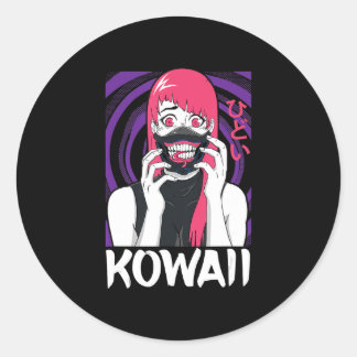 Anime Girl Yandere Horror Face Alien Kawaii Gothic Ronde Sticker
