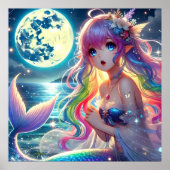 Anime Girl Zingende Maanlicht Pixie Regenboog Zeem Poster (Voorkant)