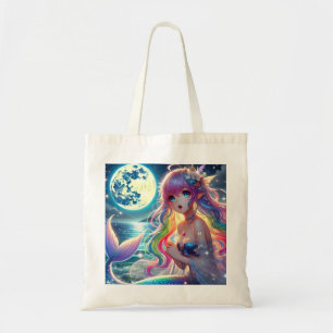 Anime Girl Zingende Maanlicht Pixie Regenboog Zeem Tote Bag