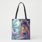 Anime Girl Zingende Maanlicht Pixie Regenboog Zeem Tote Bag (Voorkant)