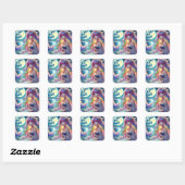 Anime Girl Zingende Maanlicht Pixie Regenboog Zeem Vierkante Sticker (Vel)