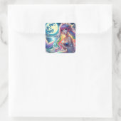 Anime Girl Zingende Maanlicht Pixie Regenboog Zeem Vierkante Sticker (Tas)