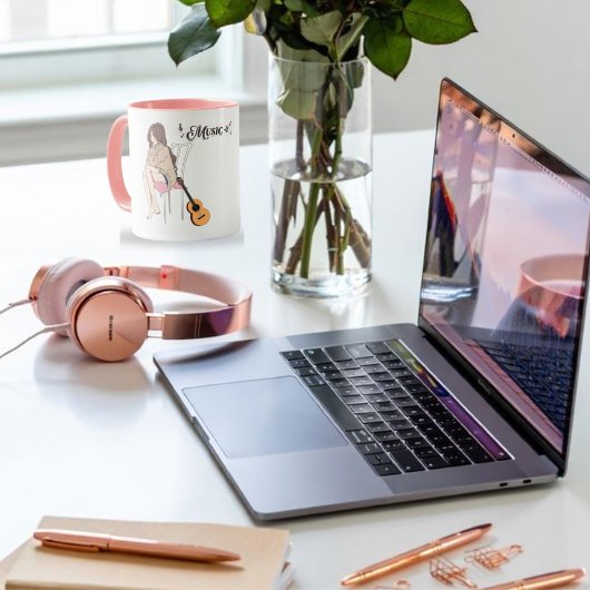 Anime Girl Zittend met gwt & Muzieknoten – Aesthe Mok