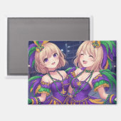 Anime Girls Mardi Gras Magneet (Voorkant / Achterkant)