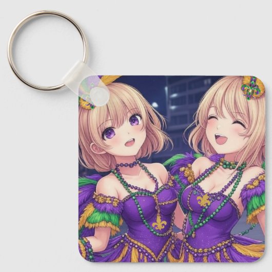 Anime Girls Mardi Gras Sleutelhanger (Voorkant)