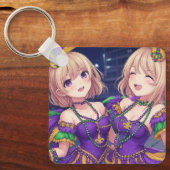 Anime Girls Mardi Gras Sleutelhanger (Voorkant)