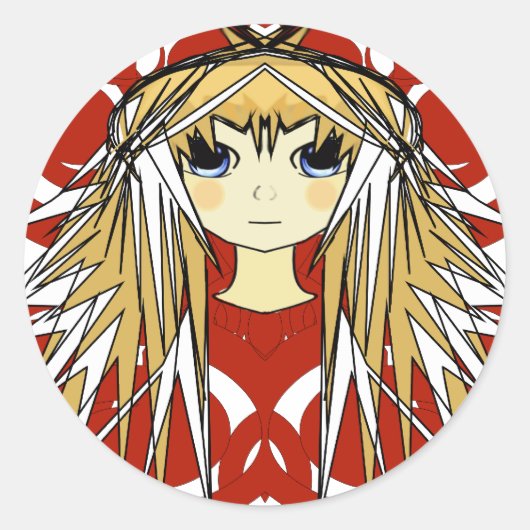 Anime Girls Ronde Sticker (Voorkant)