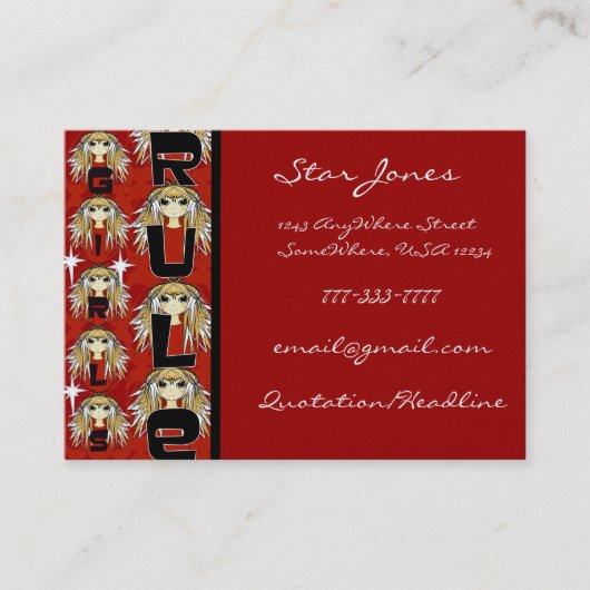 Anime Girls Rule Visitekaartje (Voorkant)