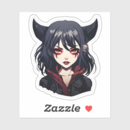 Anime Gothic Girl in het zwart Sticker