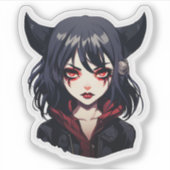 Anime Gothic Girl in het zwart Sticker (Voorkant)