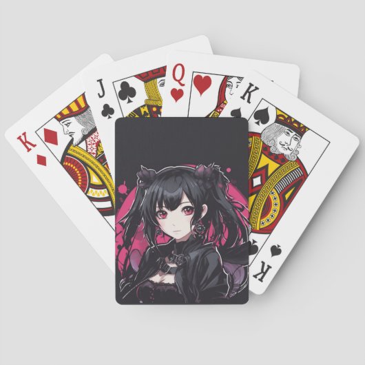 Anime Gothic Meisje Fantasy Kunst Pokerkaarten (Achterkant)