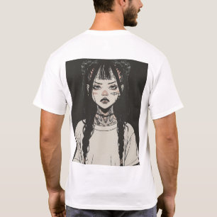 Anime Gothic Meisje met Tattoos op zoek naar geïrr T-shirt