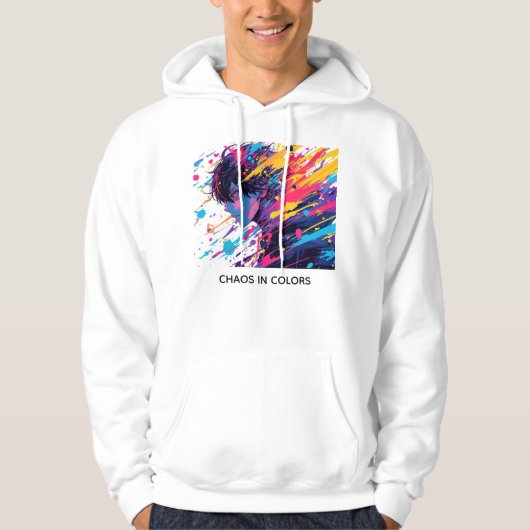 Anime Graffiti Chaos — Kleurensplash Hoodie (Voorkant)