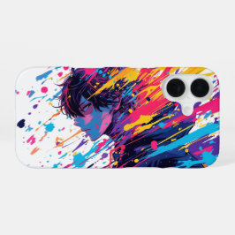 Anime Graffiti Chaos — Kleurensplash iPhone 16 Hoesje