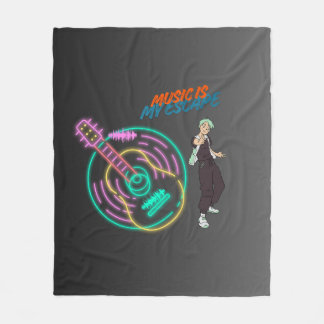 Anime Guitar Vibes Blanket – Music Lover Cozy Art  Fleece Deken