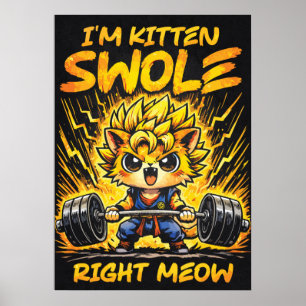 Anime Gym Kat, Kitten Swole Nu, Grappig Poster