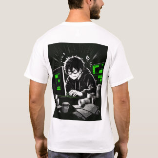 Anime Hacker Gamer Cyberpunk Computer Bureaublad E T-shirt
