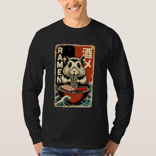 Anime Hamster Eating Ramen Japanese Cute & Funny K T-shirt (Voorkant)