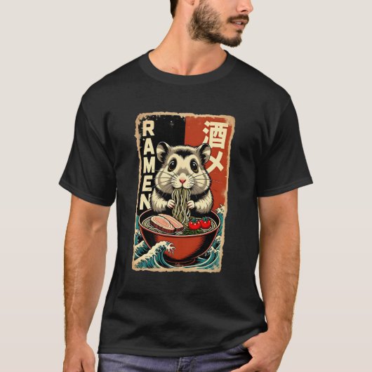 Anime Hamster Eating Ramen Japanese Cute & Funny K T-shirt (Voorkant)