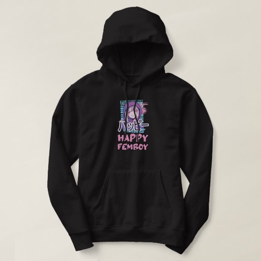 Anime Happy Femboy met Happy in japans - Cute & Hoodie (Design voorkant)