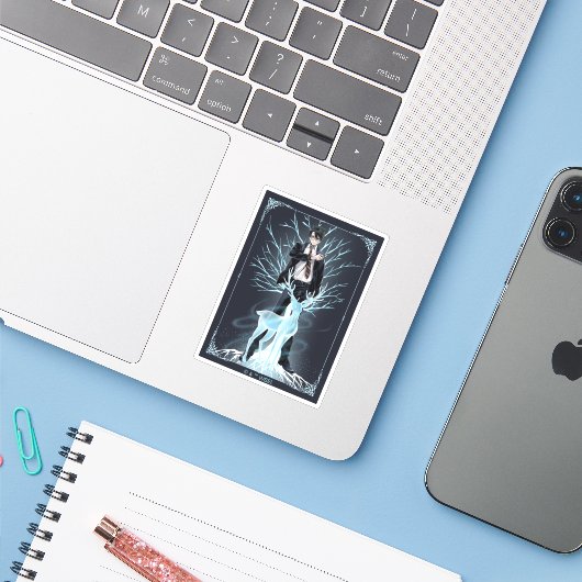 Anime HARRY POTTER™ Herten-Patronus Sticker (Laptop met iPhone)