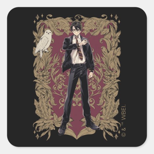 Anime HARRY POTTER™  Lijst Vierkante Sticker (Voorkant)