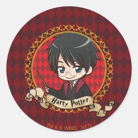 Anime Harry Potter Ronde Sticker (Voorkant)