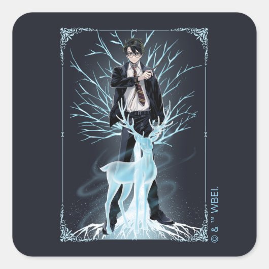 Anime HARRY POTTER™ Stag Patronus Vierkante Sticker (Voorkant)