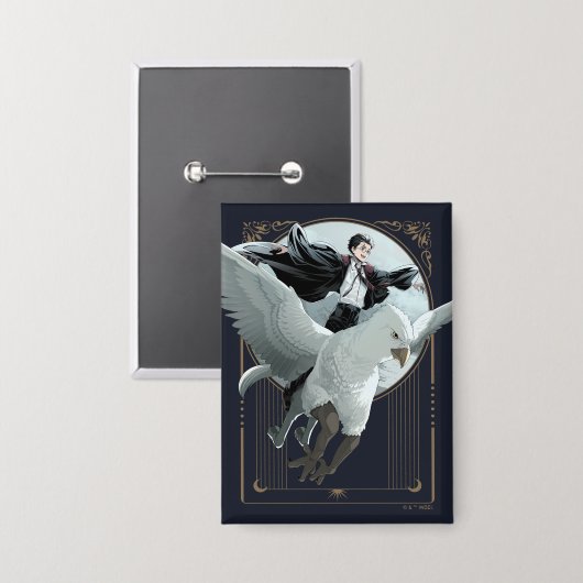 Anime HARRY POTTER™ Vlucht met Buckbeak Button (Voorkant / Achterkant)