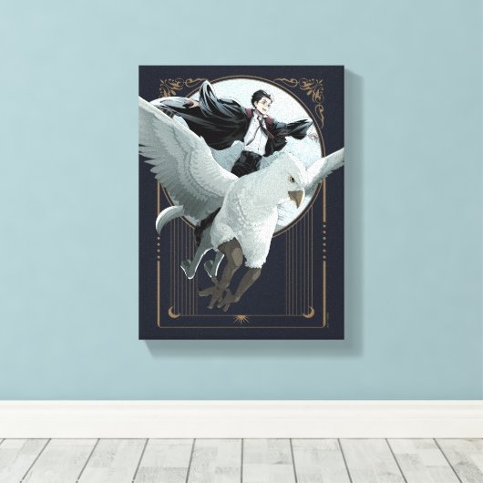 Anime HARRY POTTER™ Vlucht met Buckbeak Canvas Afdruk (Insitu (Houten vloer))