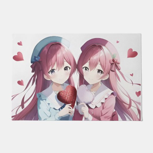 Anime harten Valentijnsdag Deurmat (Voorkant)