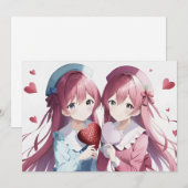 Anime harten Valentijnsdag Feestdagenkaart (Voorkant / Achterkant)