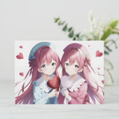 Anime harten Valentijnsdag Feestdagenkaart (Staand voorkant)