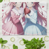 Anime harten Valentijnsdag Kitchen Towel Theedoek (Gevouwen)