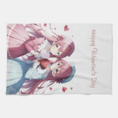 Anime harten Valentijnsdag Kitchen Towel Theedoek (Horizontaal)