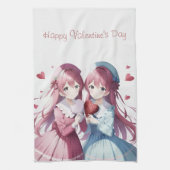 Anime harten Valentijnsdag Kitchen Towel Theedoek (Verticaal)