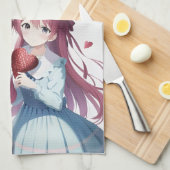 Anime harten Valentijnsdag Theedoek (Quarter Fold)
