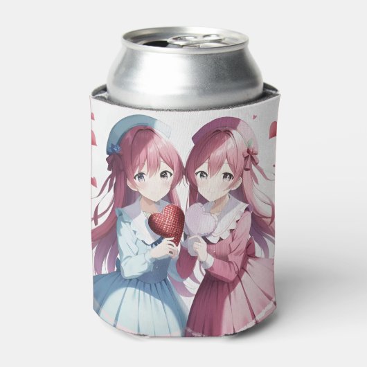 Anime harten Valentijnse versie Blikjeskoeler (Blikje Voorkant)