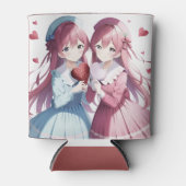 Anime harten Valentijnse versie Blikjeskoeler (Voorkant)