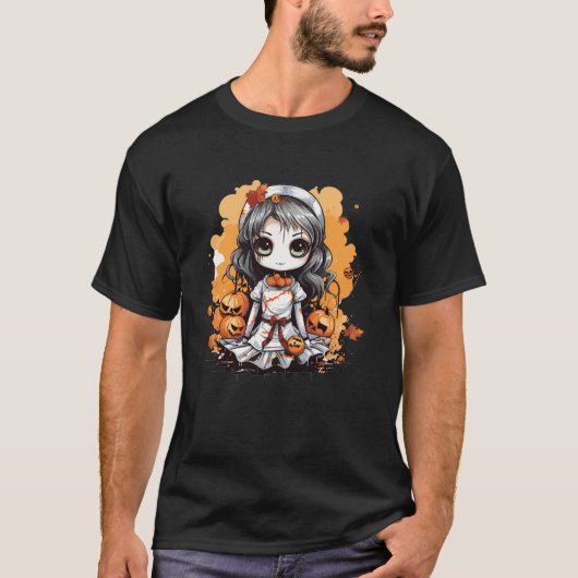 Anime heks Halloween kostuum Kawaii heks grappig h T-shirt (Voorkant)