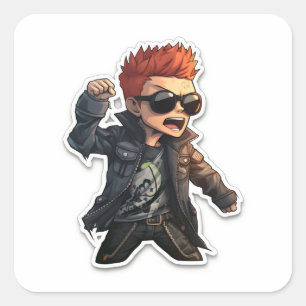 Anime helden vierkante sticker