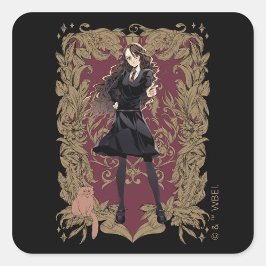 Anime Hermione Granger  Lijst Vierkante Sticker (Voorkant)