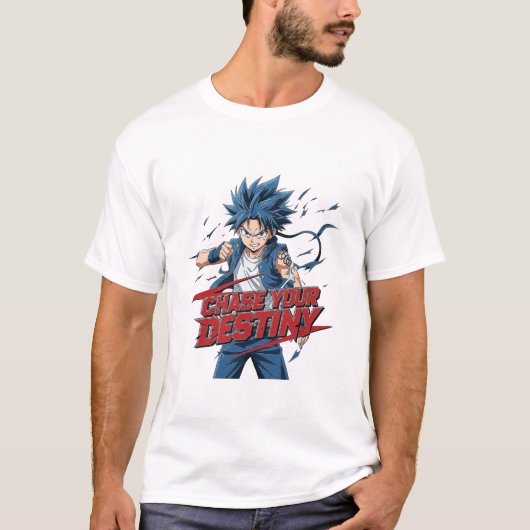 Anime Hero "Chase Your Destiny" Graphic T-shirt (Voorkant)