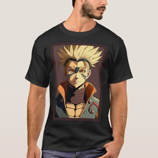 Anime Hero Yellow Haired Warrior T-shirt (Voorkant)