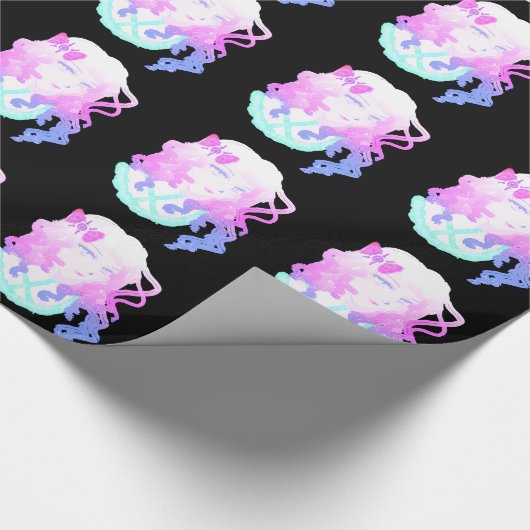 Anime Hipster Kawaii Pastel Creepy Cute Girl Cadeaupapier (Hoek)